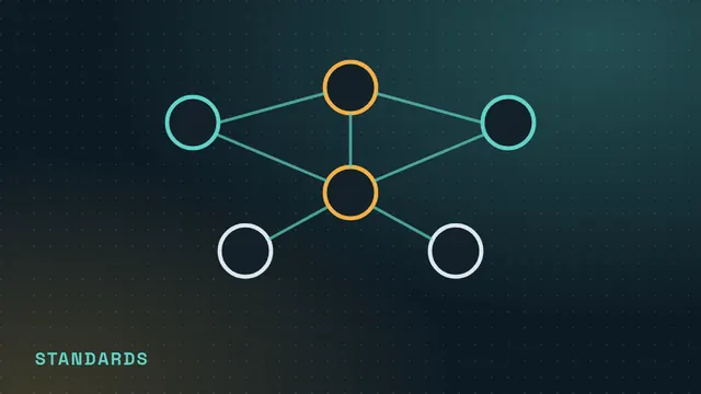 Line illustration of connected nodes forming a mesh network